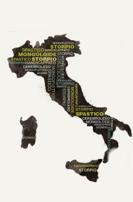 cartina dell'italia con le offese ai disabili