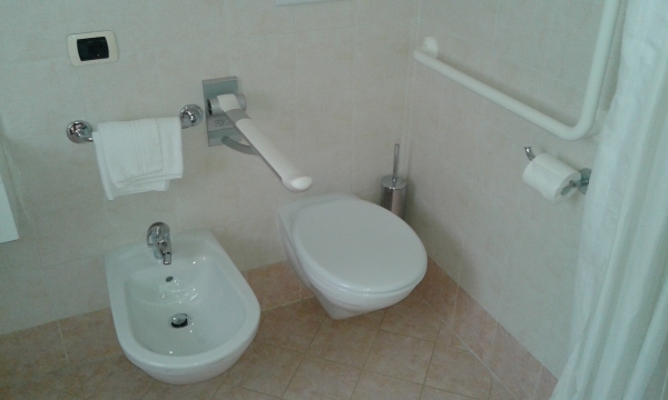 sanitari del bagno per disabili dell'hotel camoscio