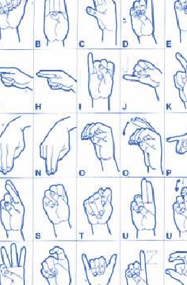 disegni di mani che interpretano la LIS