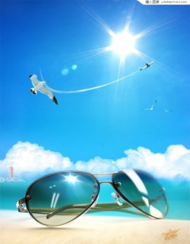 occhiali da sole e cielo blu