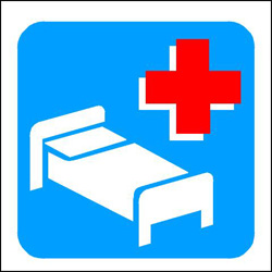 ospedale: letto con croce rossa