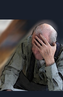 alzheimer e demenza: sagoma di anziano con testa fra le mani