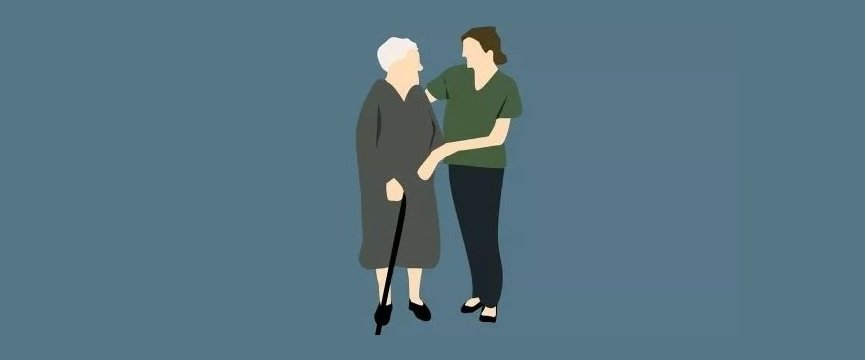 illustrazione che rappresneta una donna che aiuta un'altra donna più anziana 