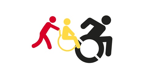simboli di disabilità con omino in carrozzina attivo 