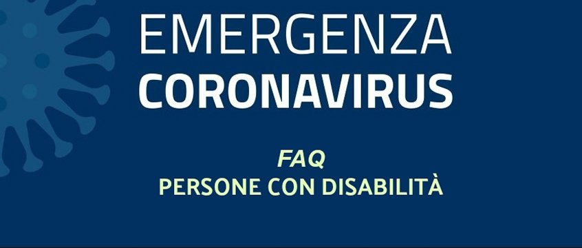 copertina con scritto emergenza coronavirus faq persone con disabilità