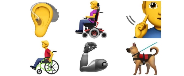 alcuni esempoi di emoji con simboli di varie disabilità