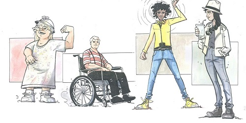 disegni a matita di ragazzi con disabilità e non
