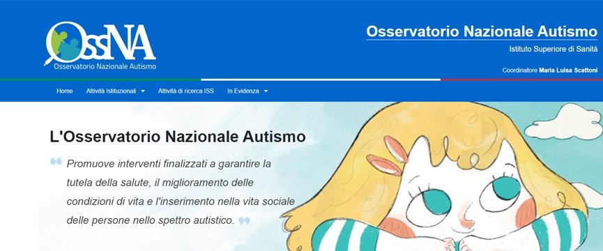 copertina del sito dell'osservatorio nazionale sull'autismo