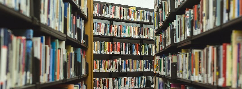biblioteca con scaffali di libri