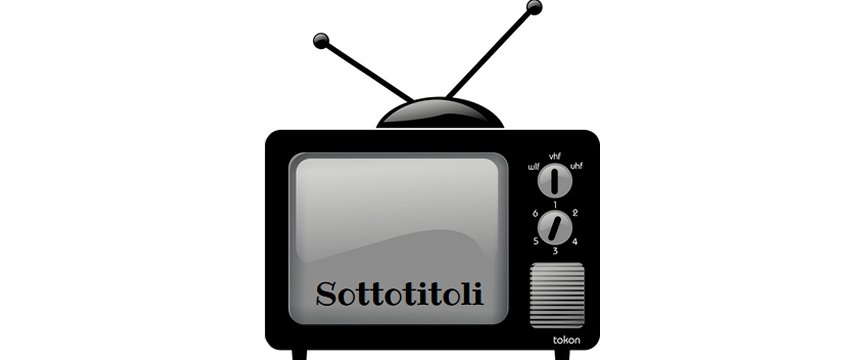 illustrazione di una tv con la scritta sottotitoli