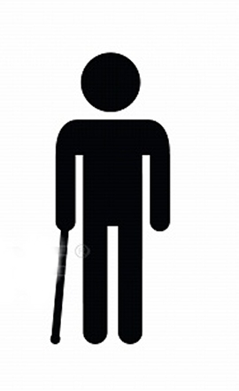 icona di persona cieca con bastone 