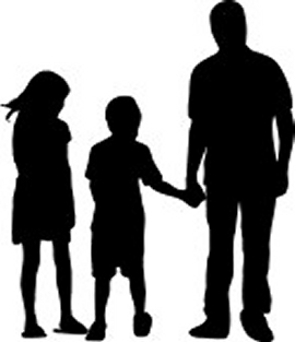 famiglia: sagoma di opadre con due bambini 