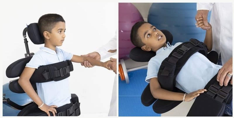 due immagini di un bambino che usa lo stabilizzatore steady stabilizzatore