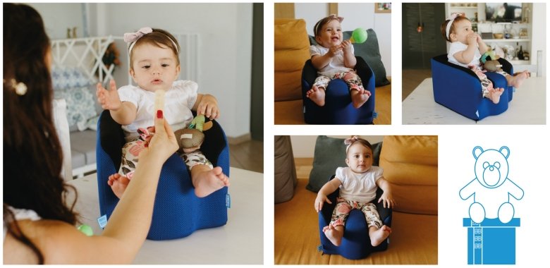 varie immagini che mostrano una bambina su un sistema posturale