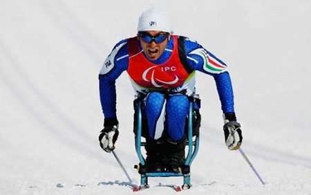 sciatore disabile in Val di Luce