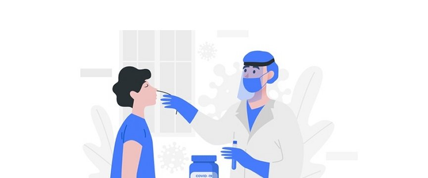 illustrazione di un medico che sta facendo un tampone naso faringeo a una persona