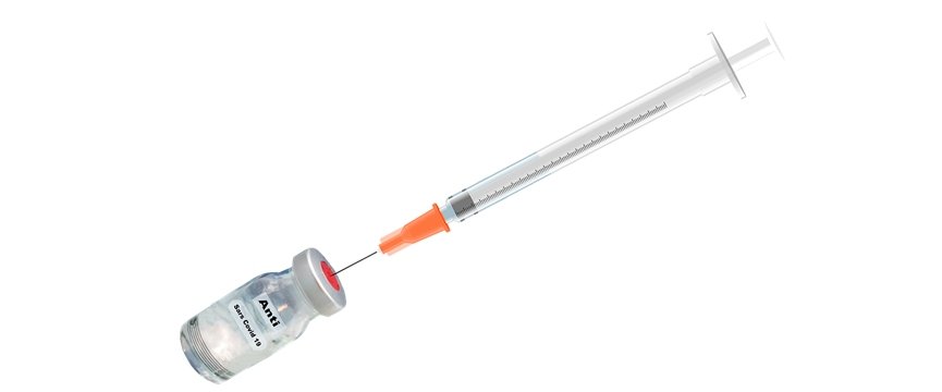 siringa i una boccetta di vaccino